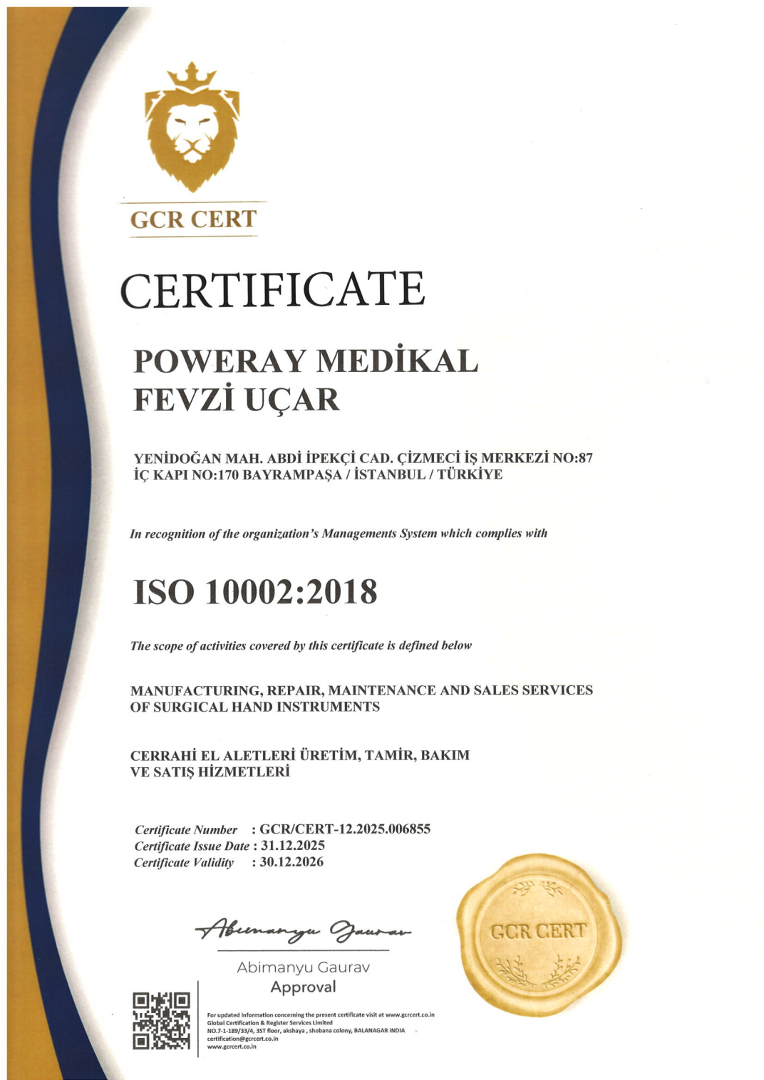 ISO 10002:2018 Müşteri Memnuniyeti Yönetim Sistemi belgesi önizlemesi